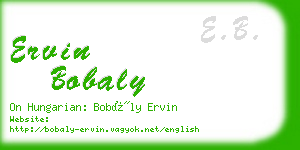 ervin bobaly business card